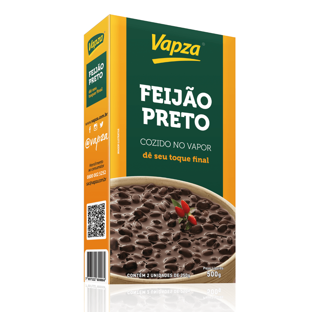 Feijão Preto Cozido no Vapor 500g - Vapza :: Alimentos Embalados a Vácuo!